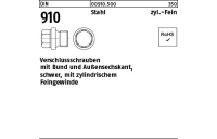 50 Stück, DIN 910 Stahl zyl.-Fein verschlussschrauben mit Bund und Außensechskant, schwer, m. zyl. Feingew. - Abmessung: M 14 x 1,5