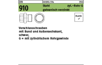 25 Stück, DIN 910 Stahl zyl.-Rohr G galvanisch verzinkt verschlussschrauben mit Bund und Außensechskant, schwer, m. zyl. Rohrgew. - Abmessung: G 1 A