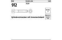 100 Stück, DIN 912 12.9 Zylinderschrauben mit Innensechskant - Abmessung: M 2 x 8