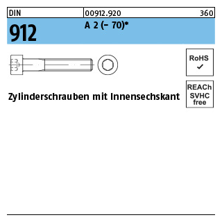 100 Stück, DIN 912 A 2 - 70 Zylinderschrauben mit Innensechskant - Abmessung: M 2,5 x 4*