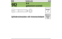 500 Stück, DIN 912 8.8 galvanisch verzinkt Zylinderschrauben mit Innensechskant - Abmessung: M 3 x 8