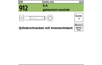 100 Stück, DIN 912 8.8 galvanisch verzinkt Zylinderschrauben mit Innensechskant - Abmessung: M 5 x 10