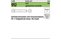 200 Stück, ~DIN 912 8.8 VG galvanisch verzinkt Zylinderschrauben mit Innensechskant, Vollgewinde (Gew. bis Kopf) - Abmessung: M 5 x 40