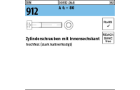 100 Stück, DIN 912 A 4 - 80 Zylinderschrauben mit Innensechskant - Abmessung: M 6 x 12