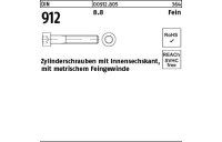 200 Stück, DIN 912 8.8 Fein Zylinderschrauben mit Innensechskant, mit metrischem Feingewinde - Abmessung: M 8 x1 x 12