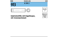 500 Stück, DIN 913 A 1/A 2 Gewindestifte mit Kegelkuppe, mit Innensechskant - Abmessung: M 2 x 4