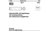 100 Stück, ~DIN 913 45 H Fein Gewindestifte mit Kegelkuppe, mit Innensechskant, mit metrischem Feingew. - Abmessung: M 8 x 1 x 50