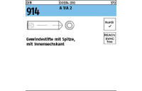 500 Stück, DIN 914 A 1/A 2 Gewindestifte mit Spitze, mit Innensechskant - Abmessung: M 2 x 5