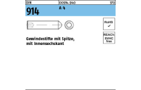 500 Stück, DIN 914 A 4 Gewindestifte mit Spitze, mit Innensechskant - Abmessung: M 3 x 5