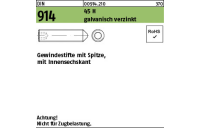 1000 Stück, DIN 914 45 H galvanisch verzinkt Gewindestifte mit Spitze, mit Innensechskant - Abmessung: M 3 x 6