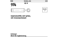 25 Stück, DIN 914 45 H Gewindestifte mit Spitze, mit Innensechskant - Abmessung: M 20 x 60