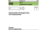 1000 Stück, DIN 916 45 H galvanisch verzinkt Gewindestifte mit Ringschneide, mit Innensechskant - Abmessung: M 3 x 5