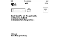 1000 Stück, DIN 916 45 H Fein Gewindestifte mit Ringschneide, mit Innensechskant, mit metrischem Feingew. - Abmessung: M 6x0,75x 12