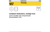 100 Stück, DIN 917 Messing Sechskant-Hutmuttern, niedrige Form - Abmessung: M 5