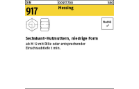 25 Stück, DIN 917 Messing Sechskant-Hutmuttern, niedrige Form - Abmessung: M 20