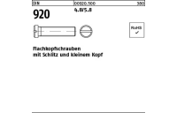 100 Stück, DIN 920 4.8/5.8 Flachkopfschrauben mit Schlitz und kleinem Kopf - Abmessung: M 3 x 5