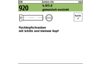 100 Stück, DIN 920 4.8/5.8 galvanisch verzinkt Flachkopfschrauben mit Schlitz und kleinem Kopf - Abmessung: M 3 x 5