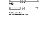 100 Stück, DIN 920 4.8/5.8 Flachkopfschrauben mit Schlitz und kleinem Kopf - Abmessung: M 3 x 6