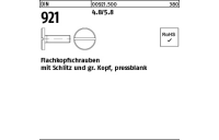 100 Stück, DIN 921 4.8/5.8 Flachkopfschrauben mit Schlitz und großem Kopf, pressblank - Abmessung: M 6 x 10