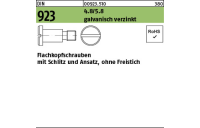 100 Stück, DIN 923 4.8/5.8 galvanisch verzinkt Flachkopfschrauben mit Schlitz und Ansatz, ohne Freistich - Abmessung: M 3 x 3 x 4,5