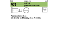 50 Stück, DIN 923 4.8/5.8 galvanisch verzinkt Flachkopfschrauben mit Schlitz und Ansatz, ohne Freistich - Abmessung: M10 x25 x13,5