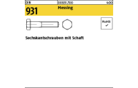 100 Stück, DIN 931 Messing Sechskantschrauben mit Schaft - Abmessung: M 8 x 60