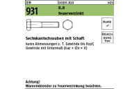 100 Stück, DIN 931 8.8 feuerverzinkt Sechskantschrauben mit Schaft - Abmessung: M 10 x 55