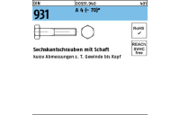 1 Stück, DIN 931 A 4 - 70 Sechskantschrauben mit Schaft - Abmessung: M 33 x 200*