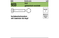 500 Stück, DIN 933 8.8 galvanisch verzinkt Sechskantschrauben mit Gewinde bis Kopf - Abmessung: M 3 x 35