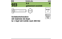 500 Stück, DIN 933 8.8 Sz galvanisch verzinkt Sechskantschrauben mit Gewinde bis Kopf, Kopf mit Schlitz nach DIN 962 - Abmessung: M 4 x 10