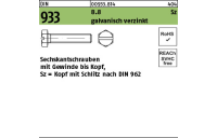 500 Stück, DIN 933 8.8 Sz galvanisch verzinkt Sechskantschrauben mit Gewinde bis Kopf, Kopf mit Schlitz nach DIN 962 - Abmessung: M 4 x 12