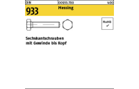 100 Stück, DIN 933 Messing Sechskantschrauben mit Gewinde bis Kopf - Abmessung: M 4 x 50