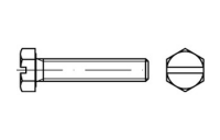 100 Stück, DIN 933 A 2 Sz Sechskantschrauben mit Gewinde bis Kopf, Kopf mit Schlitz nach DIN 962 - Abmessung: M 5 x 12