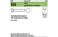 500 Stück, DIN 933 10.9 galvanisch verzinkt Sechskantschrauben mit Gewinde bis Kopf - Abmessung: M 6 x 12