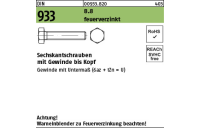 500 Stück, DIN 933 8.8 feuerverzinkt Sechskantschrauben mit Gewinde bis Kopf - Abmessung: M 6 x 12