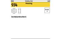 1000 Stück, DIN 934 Messing Sechskantmuttern - Abmessung: M 2,6