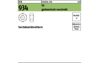 100 Stück, DIN 934 10 galvanisch verzinkt Sechskantmuttern - Abmessung: M 4