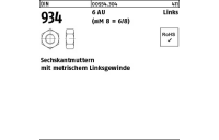 100 Stück, DIN 934 6 AU Links (<=M 8 = 6/8) Sechskantmuttern mit metrischem Linksgewinde - Abmessung: M 4 -LH