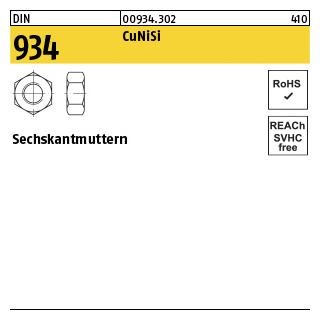 100 Stück, DIN 934 CuNiSi Sechskantmuttern - Abmessung: M 6