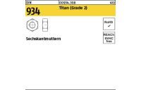 50 Stück, DIN 934 Titan (Grade 2) Sechskantmuttern - Abmessung: M 6