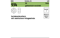 100 Stück, DIN 934 10 Fein galvanisch verzinkt Sechskantmuttern mit metrischem Feingewinde - Abmessung: M 10 x 1