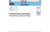 250 Stück, DIN 934 A 4 - 70 geschmiert Sechskantmuttern - Abmessung: M 10