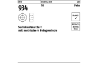 100 Stück, DIN 934 10 Fein Sechskantmuttern mit metrischem Feingewinde - Abmessung: M 16 x 1,5