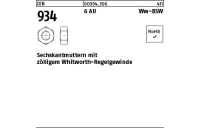 100 Stück, DIN 934 6 AU Ww-BSW Sechskantmuttern mit zölligem Whitworth-Regelgewinde - Abmessung: WW 5/16