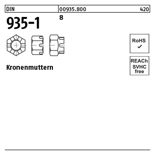 50 Stück, DIN 935-1 8 Kronenmuttern - Abmessung: M 16