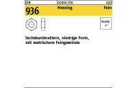 100 Stück, DIN 936 Messing Fein Sechskantmuttern, niedrige Form mit metrischem Feingewinde - Abmessung: M 10 x 1