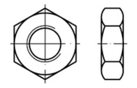 100 Stück, DIN 936 Messing Fein Sechskantmuttern, niedrige Form mit metrischem Feingewinde - Abmessung: M 10 x 1