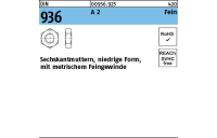 50 Stück, DIN 936 A 2 Fein Sechskantmuttern, niedrige Form mit metrischem Feingewinde - Abmessung: M 10 x 1