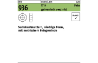 100 Stück, DIN 936 17 H Fein galvanisch verzinkt Sechskantmuttern, niedrige Form mit metrischem Feingewinde - Abmessung: M 12 x 1,5