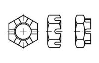 100 Stück, ~DIN 937 17 H Kronenmuttern, niedrige Form - Abmessung: M 6